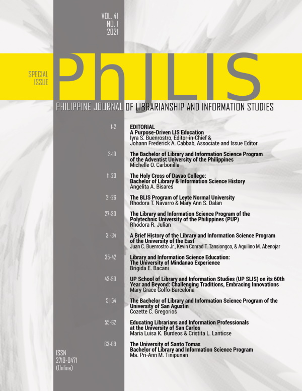 Volume 41 Number 1 issue cover with table of contents